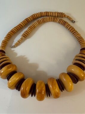 Handcrafted Yellow and Brown Bead Statement Necklace